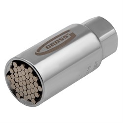 Головка торцевая многоразмерная, CrV, 6-21 мм, под квадрат 3/8, CrV, хромированная Gross 14664