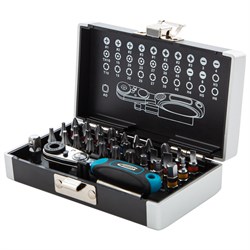 Набор бит, 1/4, магнитный адаптер, сталь S2, пластиковый кейс, 33 предмета Gross 16026