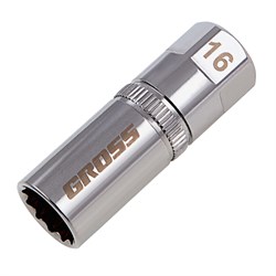 Головка торцевая свечная, магнитная, двенадцатигранная, 16 мм, под квадрат 1/2 Gross 14681