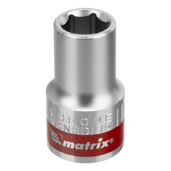 Головка торцевая, 11 мм, шестигранная, CrV, под квадрат 1/2, хромированная Matrix 14685