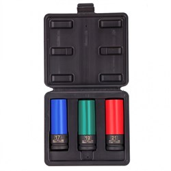 Набор головок ударных 6-гранных удлиненных для колесных дисков (17,19,21 мм) 1/2" 3 шт Stels 16069