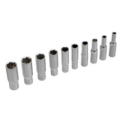 Набор удлиненных торцевых головок 1/4, шестигранные, CrV, 10 шт, 4-13 мм Stels 16072