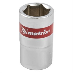 Головка торцевая, 15 мм, шестигранная, CrV, под квадрат 1/2, хромированная Matrix 14689