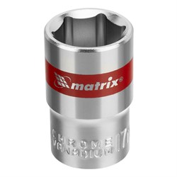 Головка торцевая, 17 мм, шестигранная, CrV, под квадрат 1/2, хромированная Matrix 14691