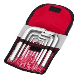 Набор ключей имбусовых HEX, 1.5-12 мм, CrV, 10 шт, короткие, сатин, чехол Matrix 16129