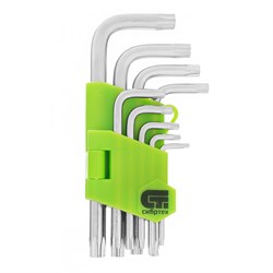Набор ключей имбусовых Tamper-Torx , 9 шт: ТT10-ТT50.45x, закаленные, короткие, никель Сибртех 16132