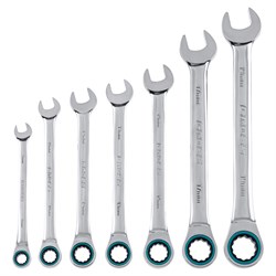 Набор ключей комбинированных с трещоткой, 8-19 мм, 7 шт, CrV Gross 16187