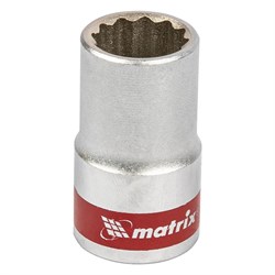 Головка торцевая, 14 мм, двенадцатигранная, CrV, под квадрат 1/2, хромированная Matrix 14708
