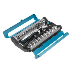 Набор торцевых головок, трещотка 120 зубьев, 1/2", 1/4", CrV, 41 предмет Gross 16291