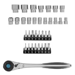 Набор торцевых головок, трещотка 120 зубьев, 1/2",3/8”, CrV, 36 предметов Gross 16292