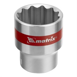 Головка торцевая, 24 мм, двенадцатигранная, CrV, под квадрат 1/2, хромированная Matrix 14722