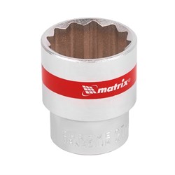 Головка торцевая, 27 мм, двенадцатигранная, CrV, под квадрат 1/2, хромированная Matrix 14724