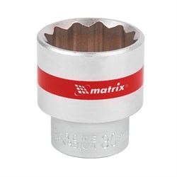 Головка торцевая, 30 мм, двенадцатигранная, CrV, под квадрат 1/2, хромированная Matrix 14726