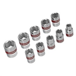 Набор торцевых головок 3/8", 6 гранные, CrV, 8-19мм, 10 штук Matrix 14734