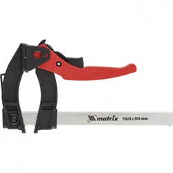 Струбцина реечная быстрозажимная, пластиковый корпус рычажно-храповой механизм, 160 х 90 х 240 мм, штанга 5 х 20 мм Matrix 16581