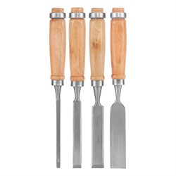 Набор долот-стамесок, 6-12-18-24 мм, плоских, деревянные рукоятки Sparta 16651