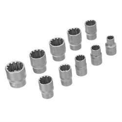 Набор универсальных торцевых головок, 3/8, SpLine, CrV, 10 шт, 8-19 мм Stels 14750