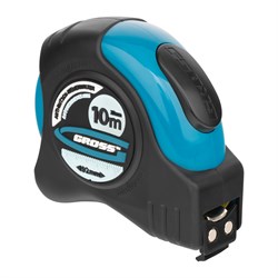 Рулетка "Schlagfest",10 м x 25 мм,магнитный обрезиненный зацеп,двусторонняя шкала,автоматическая фиксация Gross 16803