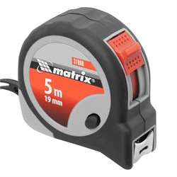 Рулетка Continuous fixation,5 м х 19 мм,двухкомпонентный корпус,плавная фиксация Matrix 16808