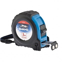 Рулетка Вектор 3 м х 19 мм,утолщенное полотно,магнитный зацеп,обрезиненный корпус Барс 16840