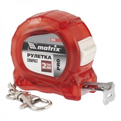 Рулетка Compact,2 м x 16 мм,компактный размер,карабин-держатель,PRO Matrix 16865