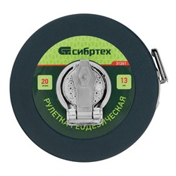 Рулетка геодезическая 20 м х 13 мм, закрытый корпус, фибергласовая лента Сибртех 16878