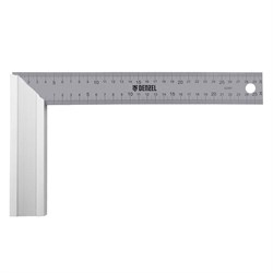 Угольник стальной 300 мм, нержавеющая сталь, градуировка, алюминиевое основание Denzel 16897