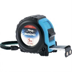 Рулетка Вектор 5 м х 25 мм,утолщенное полотно,магнитный зацеп,обрезиненный корпус Барс 17057