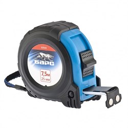 Рулетка Вектор 7,5 м х 25 мм,утолщенное полотно,магнитный зацеп,обрезиненный корпус Барс 17058