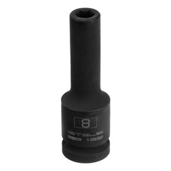 Головка ударная удлиненная шестигранная, 8 мм, 1/2, CrMo Stels 14803
