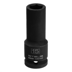 Головка ударная удлиненная шестигранная, 15 мм, 1/2, CrMo Stels 14809