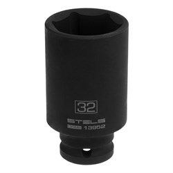 Головка ударная удлиненная шестигранная, 32 мм, 1/2, CrMo Stels 14818