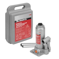 Домкрат гидравлический бутылочный, 4 т, h подъема 194-372 мм, в пластиковом кейсе Matrix 17208