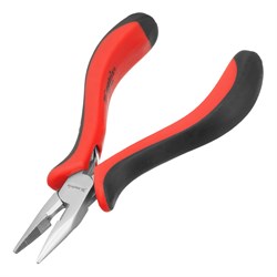 Длинногубцы прямые Mini, 130 мм, никелированные, авторазжим, двухкомпонентные рукоятки Matrix 14877