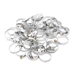 Хомуты металлические, Стандартное болтовое крепление 25-40 мм, 50 штук в упаковке, ширина 9 мм Сибртех 17980