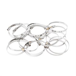 Хомуты нержавеющая сталь, Стандартное болтовое крепление 70-90 мм, 25 штук в упаковке, ширина 9 мм Сибртех 18001