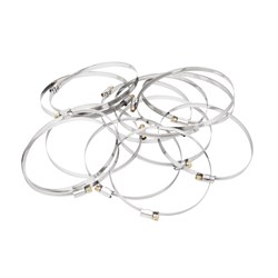 Хомуты нержавеющая сталь, Стандартное болтовое крепление 120-140 мм, 25 штук в упаковке, ширина 9 мм Сибртех 18006