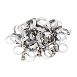 Хомуты нержавеющая сталь, Стандартное болтовое крепление 20-32 мм, 50 штук в упаковке, ширина 9 мм Сибртех 18209