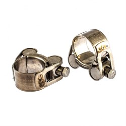 Хомуты металлические, силовые 23-25 мм, ширина 18 мм, шарнирный, W4, 2 шт Сибртех 18229