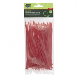 Хомуты, 150 x 2.5 мм, пластиковые, красные, 100 шт Сибртех 18255