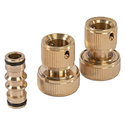 Набор для соединения шлангов 3/4, переходник, 2 соединителя, аквастоп, латунный Palisad 18304