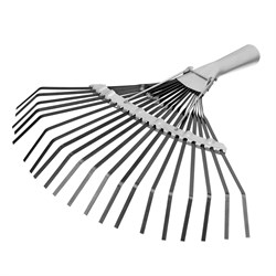 Грабли веерные стальные, 385 мм, 20 плоских зубьев, оксидированные, без черенка, Сибртех 18384