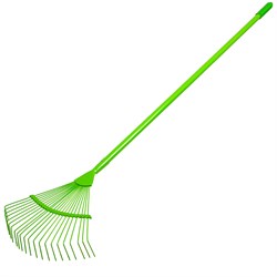 Грабли веерные стальные, 420 х 1585 мм, 22 круглых зуба, эмалированные, стальной черенок, Palisad 18395