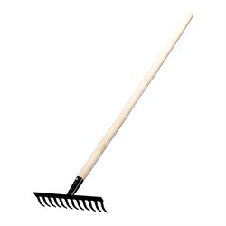 Грабли стальные, 300х1300 мм, 12 прямых зубьев, деревянный черенок, Сибртех 18411