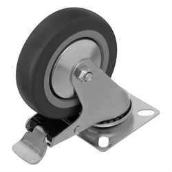 Колесо поворотное с тормозом D 100 мм, крепление  платформенное Сибртех 18526