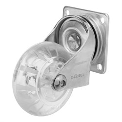 Колесо ПУ прозрачное поворотное d-50 мм, крепление платформенное Сибртех 18529