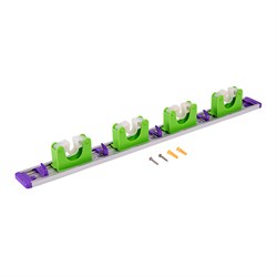 Алюминиевый настенный держатель для садово - огородного инструмента, 4 ячейки, 4 крюка, Palisad 18736