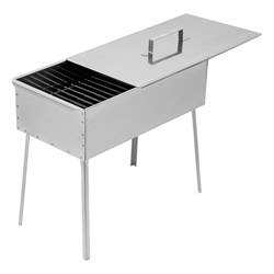 Коптильня двухъярусная 500 x 270 x 175 мм, нержавеющая сталь, 0.8 мм, с поддоном, на ножках, Camping Palisad 18836