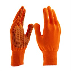 Перчатки Нейлон, ПВХ точка, 13 класс, оранжевые, XL 18997