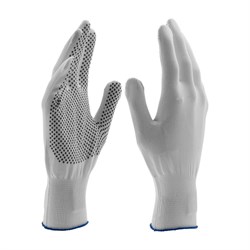 Перчатки Нейлон, ПВХ точка, 13 класс, белые, XL 18999